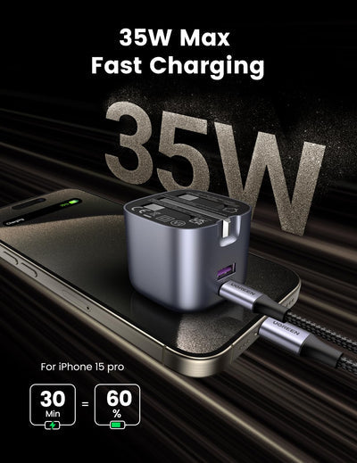 UGREEN Nexode 2-Port GaN Fast Charger UK - 35W / USB-A / USB-C