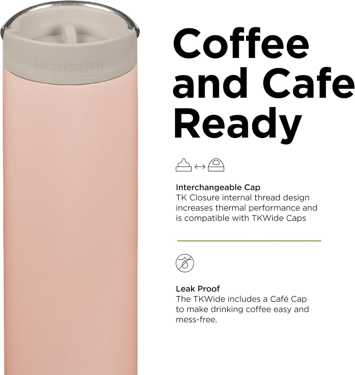 Klean Kanteen TkWide 20oz Insulated Coffee Tumbler With Cafe Cap - Peach Parfait
