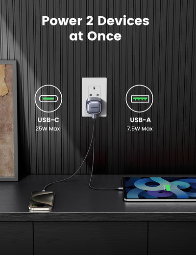 UGREEN Nexode 2-Port GaN Fast Charger UK - 35W / USB-A / USB-C