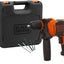 Black+Decker Single Gear Hammer Drill with 4 Bits in Kitbox - 710W 47 / 600BPM / Orange/Black