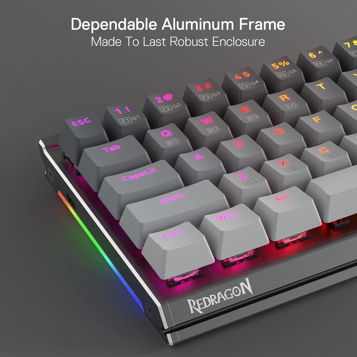 Redragon K641 PRO 65% Aluminum RGB Mechanical Gaming Keyboard - Grey