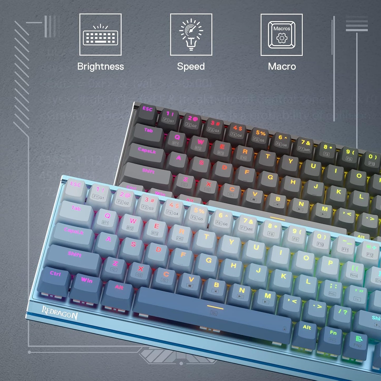 Redragon K641 PRO 65% Aluminum RGB Mechanical Gaming Keyboard - Grey