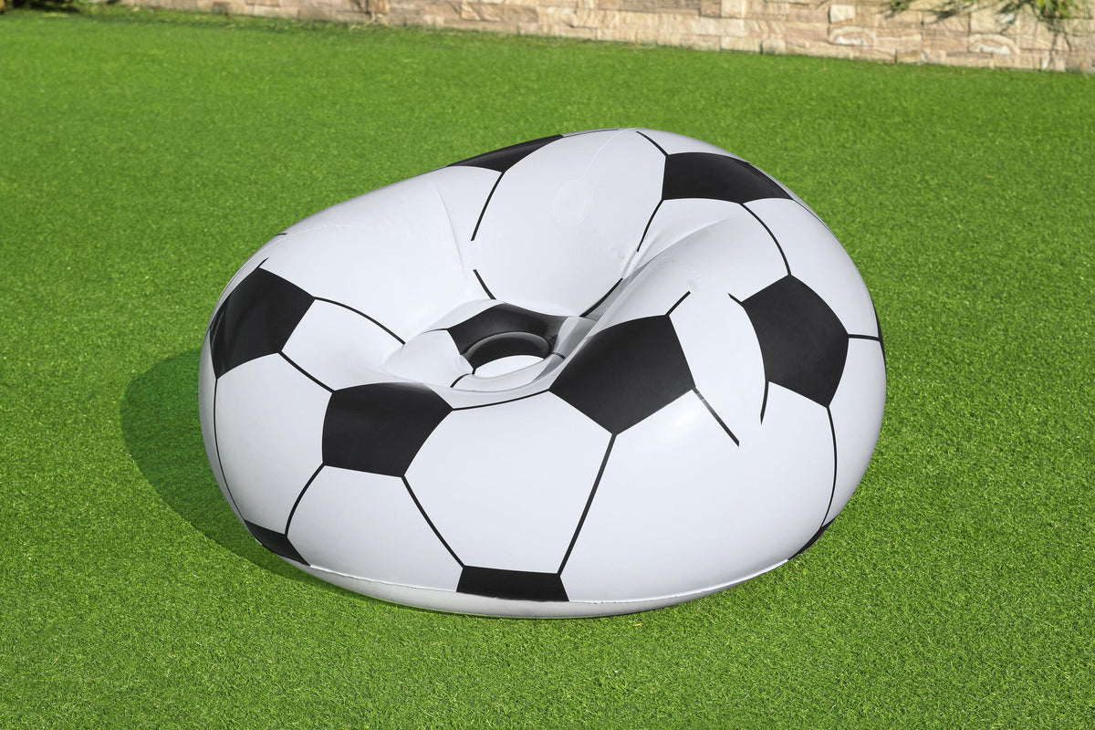 كرسي بست واي على شكل كرة قدم بدون حبيبات حشو، مقاس 1.14 متر × 1.12 متر × 66 سم (المحتويات: كرسي واحد، رقعة إصلاح)، للأعمار من 6 سنوات فأكثر