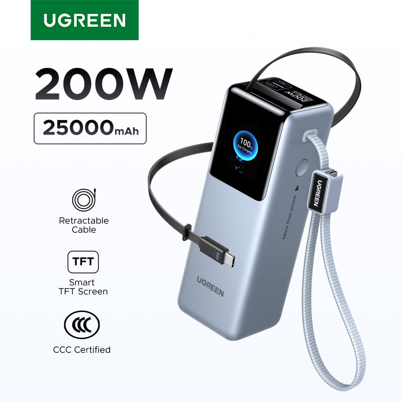 UGREEN Nexode Pro Power Bank with 35cm Braided Cable - 25000mAh / 200W