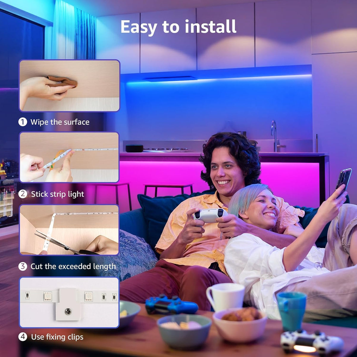 Gopeta Smart Wi-Fi LED Strip Light - 2700–6500K / RGB+CW / 5 Meter