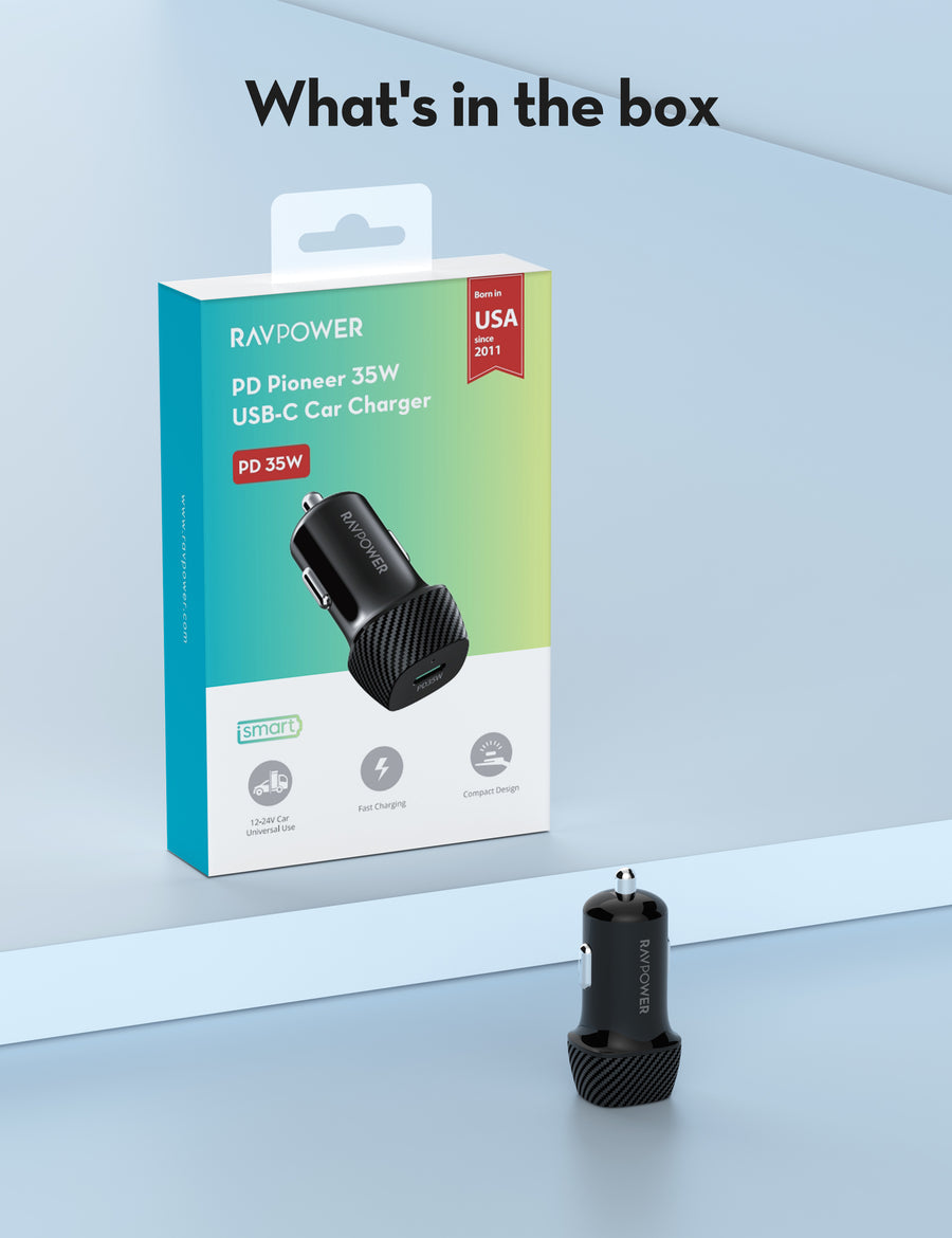 RAVPower  RP-VC1020 Car Charger - 35W / USB-C / Black