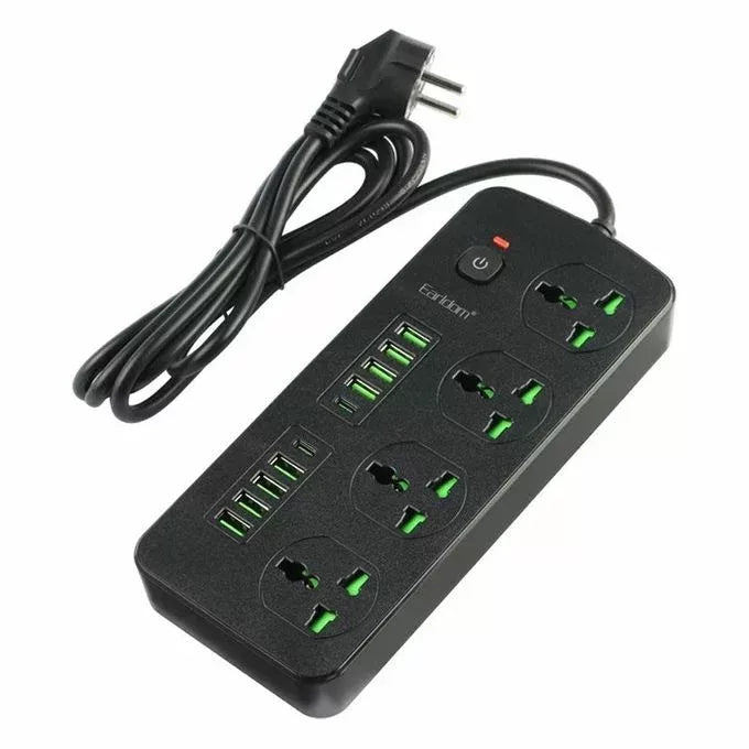 Earldom SC11 Fast Charging Power Strip - 3000W / USB-C / USB-A / 2 Meter / Black