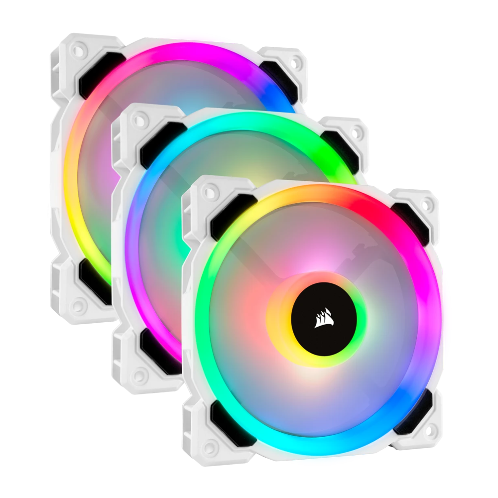 CORSAIR LL120 RGB Triple Pack With Lighting Node Pro - 120mm / White