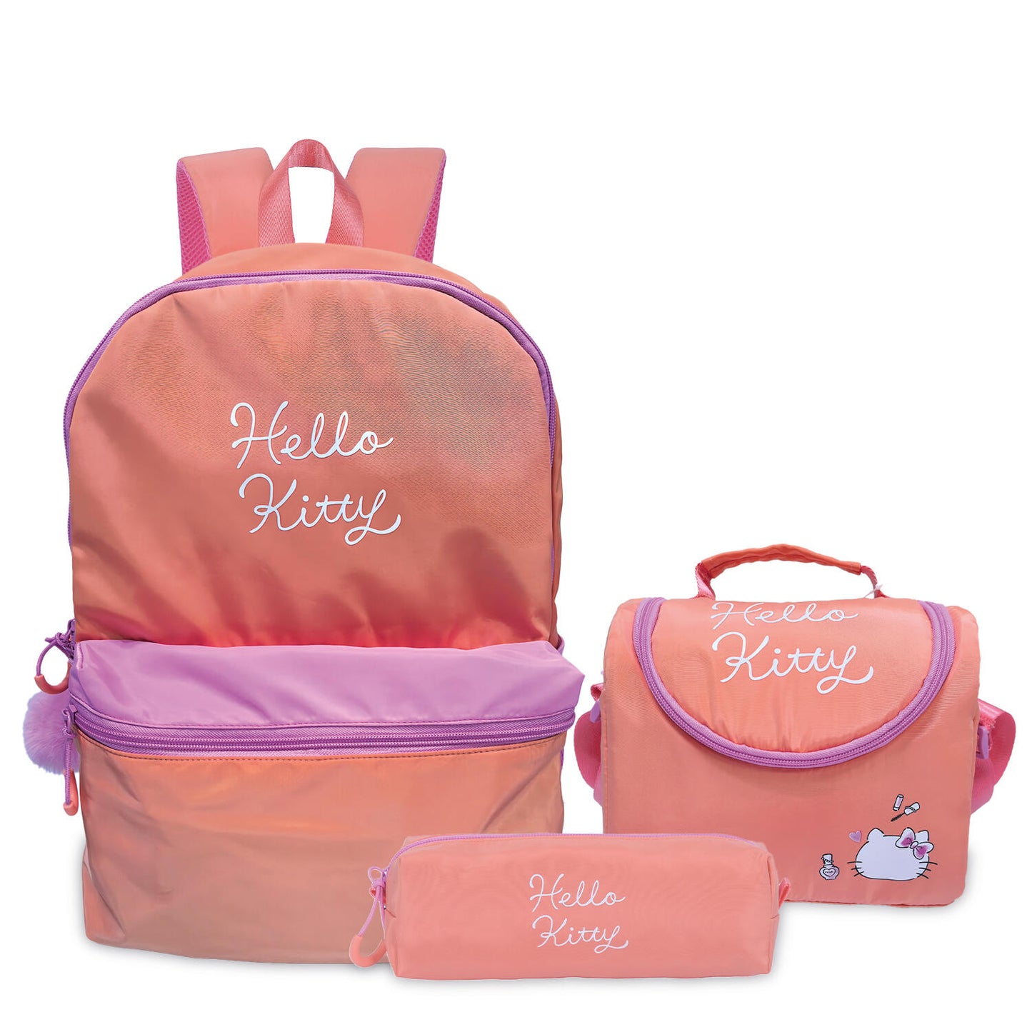 Backpack 18 With Pencil case & Lunch Bag - Hello Kitty Peach