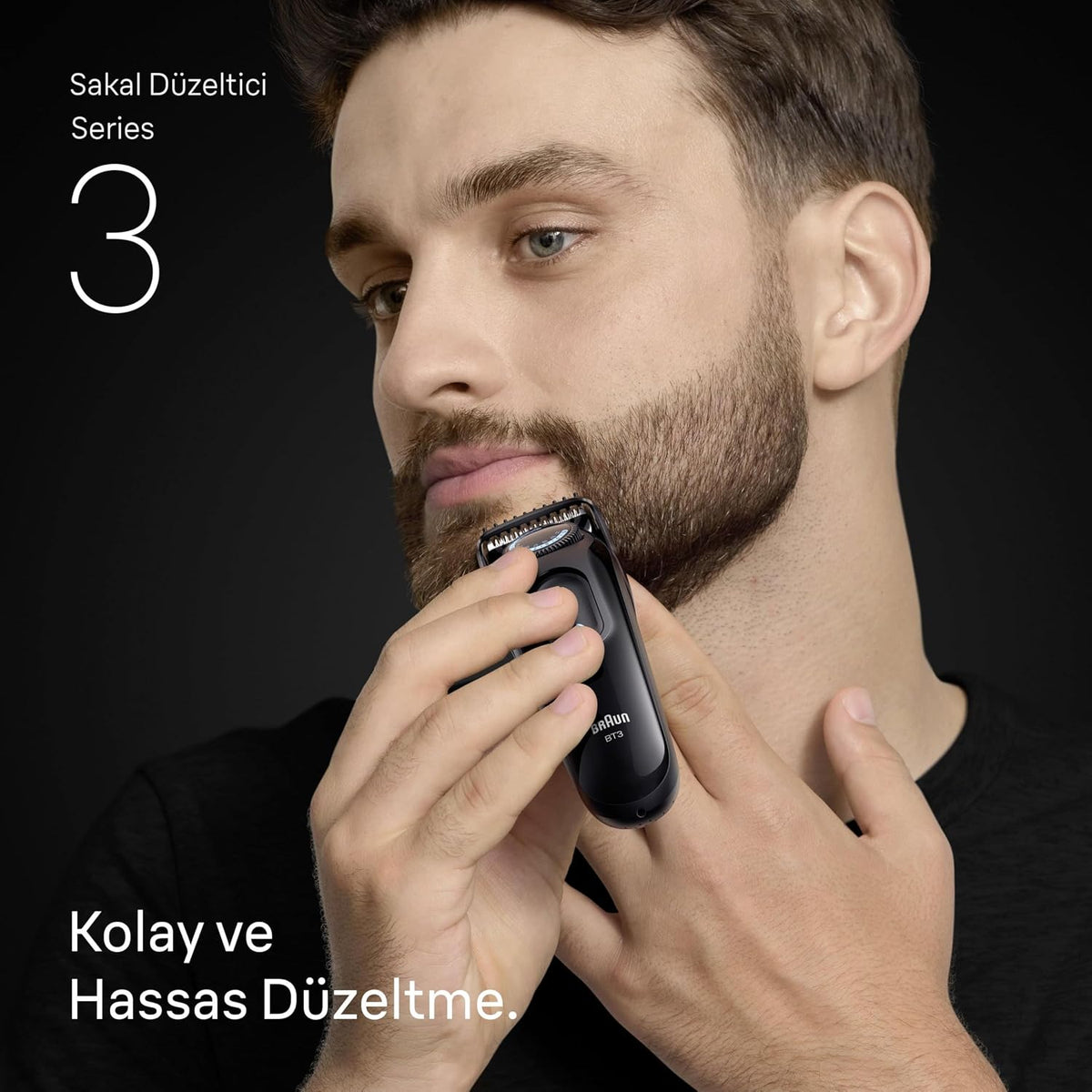 Braun Series 3 Beard Trimmer, +3 Styling Devices, Extremely Sharp Blade, 50 Minutes Running Time, 40 Length Settings, Bt3520, Black/Blue