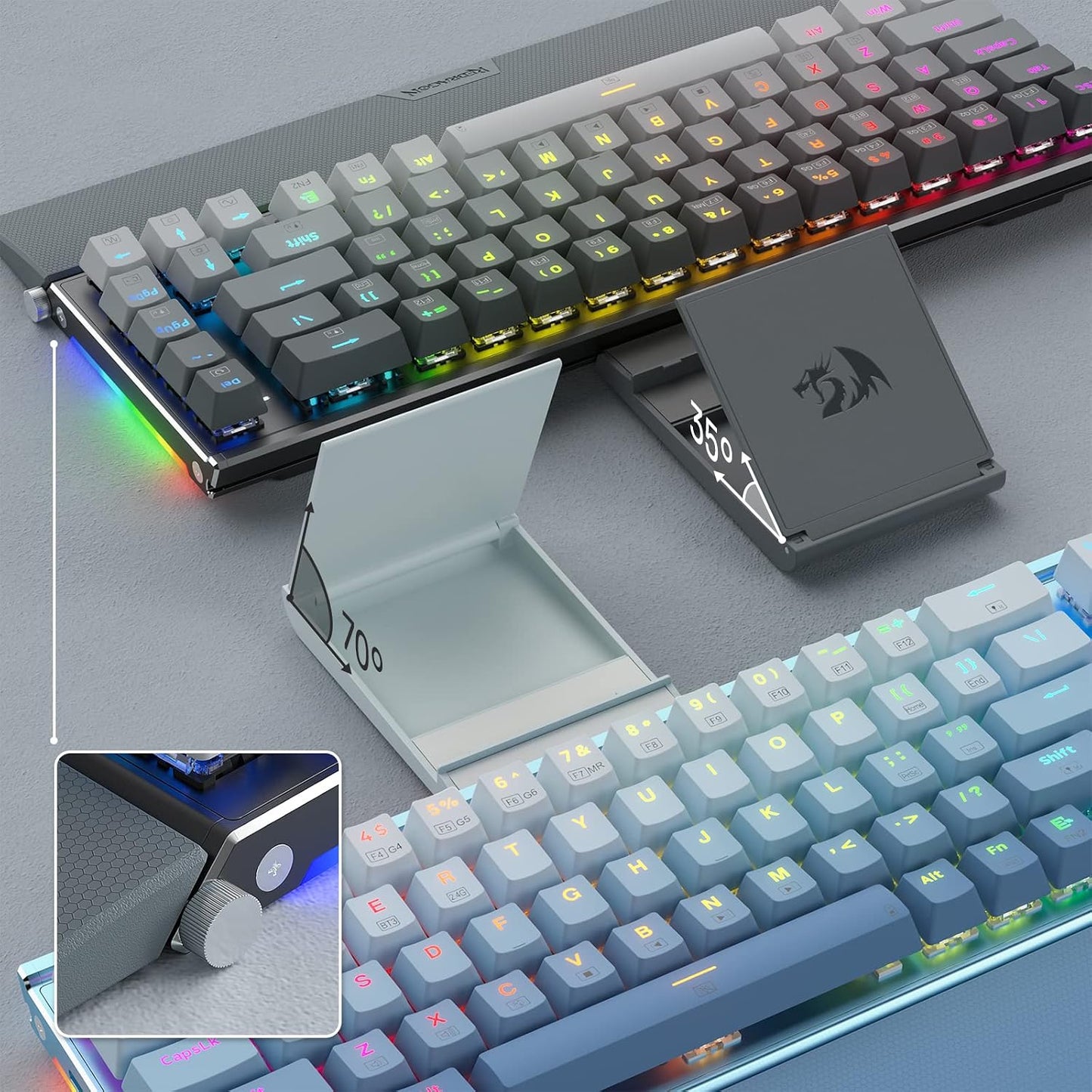 Redragon K641 PRO 65% Aluminum RGB Mechanical Gaming Keyboard - Grey