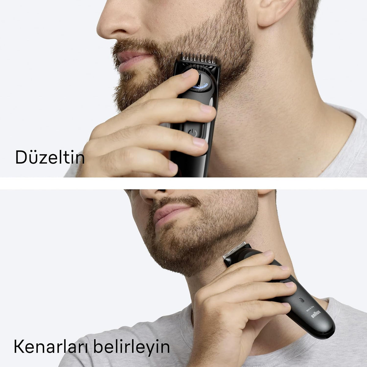 Braun Series 3 Beard Trimmer, +3 Styling Devices, Extremely Sharp Blade, 50 Minutes Running Time, 40 Length Settings, Bt3520, Black/Blue