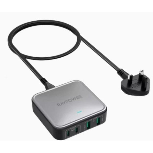 Ravpower RP-PC1042  GaN PD 4-Port Desktop Charger - 100W / USB-C / USB-A / Black