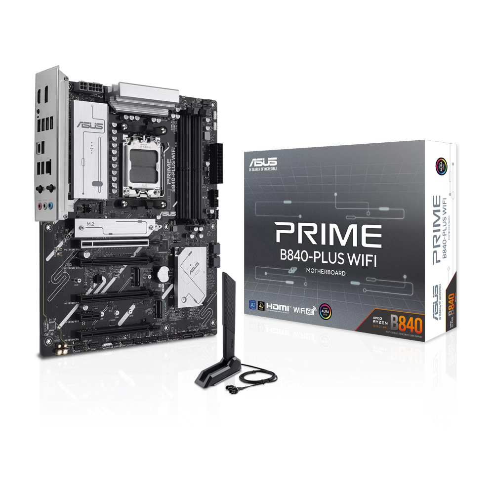 ASUS PRIME B840-PLUS Motherboard - DDR5 / Wi-Fi / Ethernet / USB - Black
