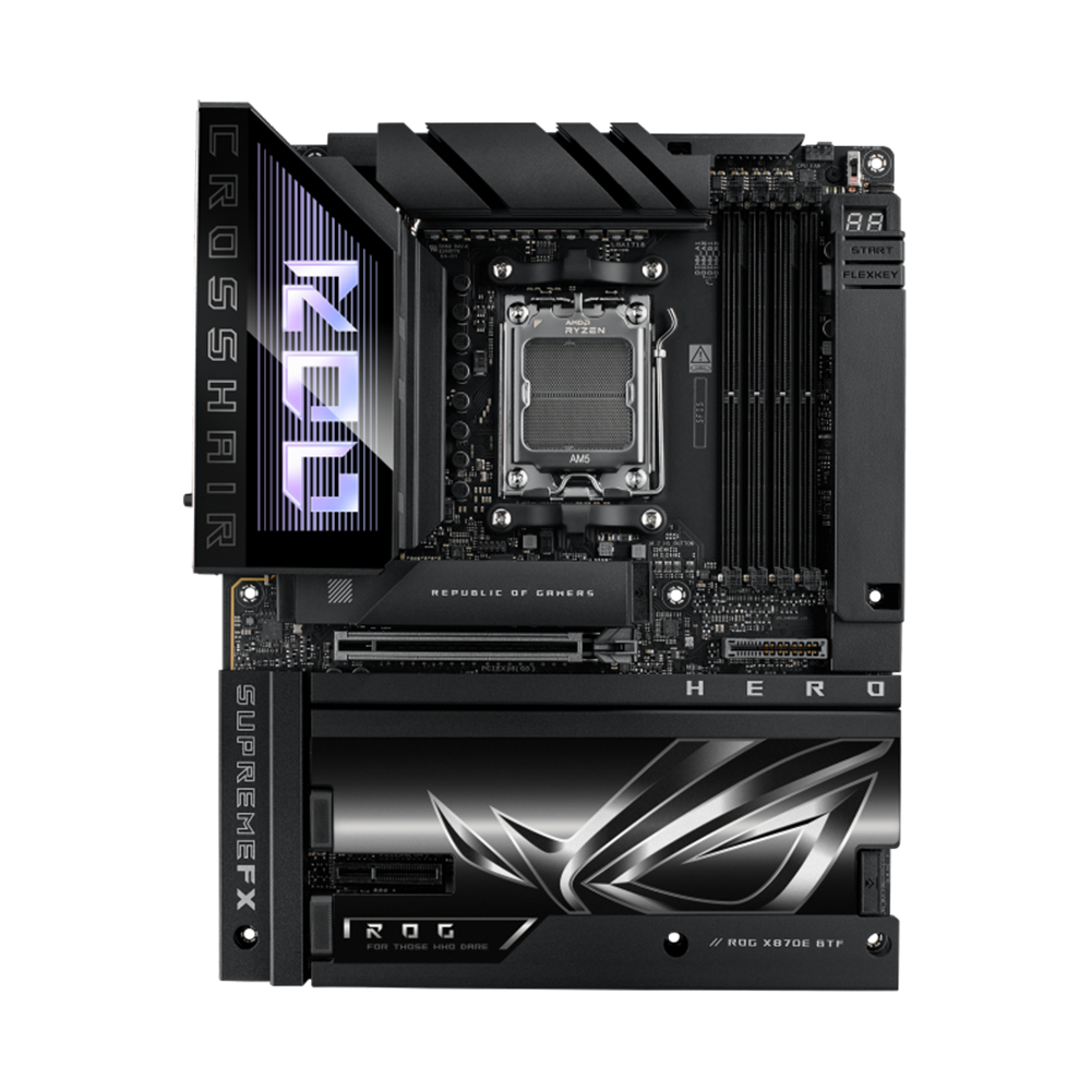 ASUS ROG CROSSHAIR X870E HERO BTF Motherboard - DDR5 / Wi-Fi / Bluetooth / HDMI / DisplayPort / Ethernet / USB - Black