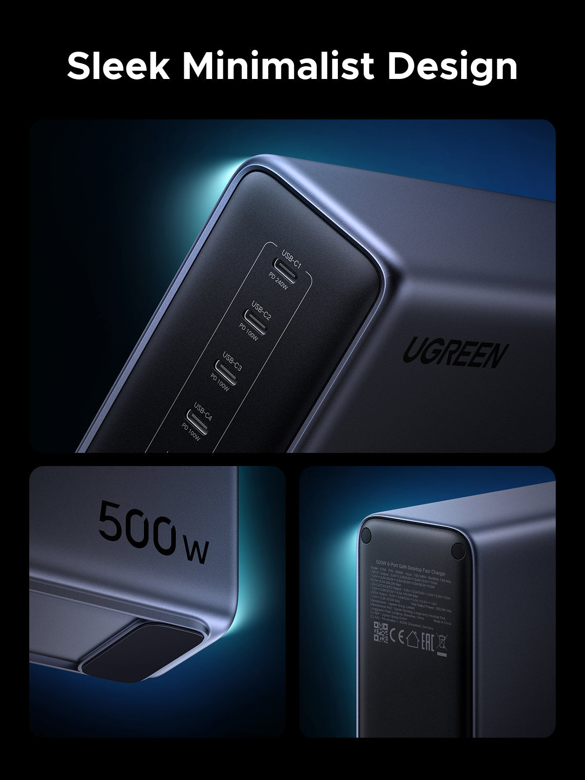 UGREEN GaN Desktop Fast Charger with 6-Port UK - 500W