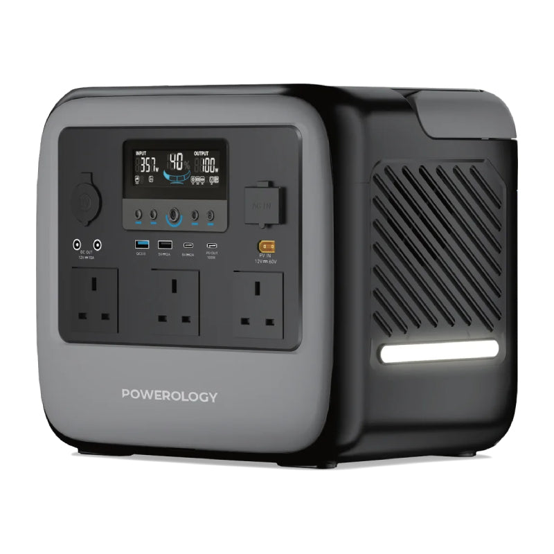 Powerology Butter IV Portable Power Station - 2000W / 1102.5Wh / USB-C / USB-A / Gray