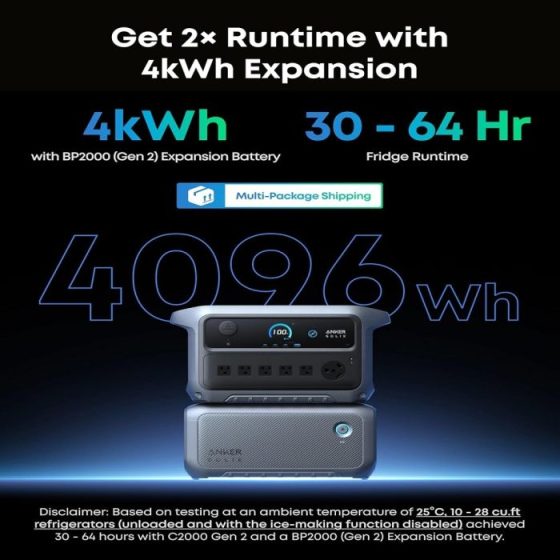 Anker SOLIX C2000 Gen 2 Portable Power Station - 2400W / 2048Wh - Black