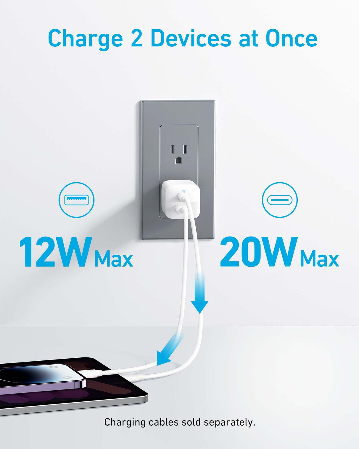 Anker 323 Charger - 33 W / USB-C To Lightning / 3ft / White