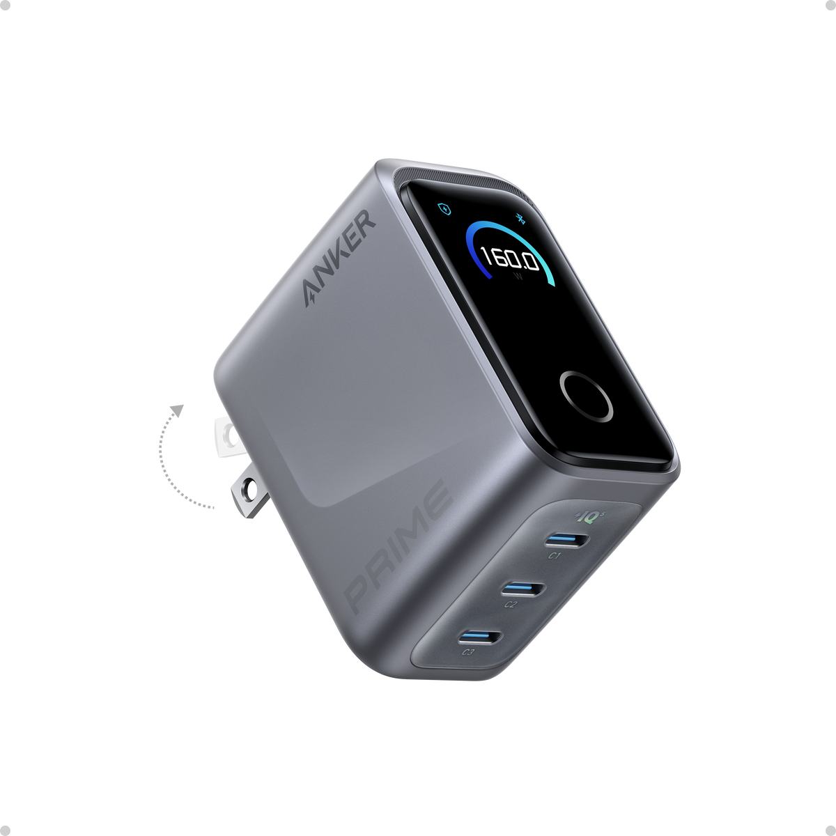 Anker Prime Charger Smart Display- 160W / 3 Ports / USB-C