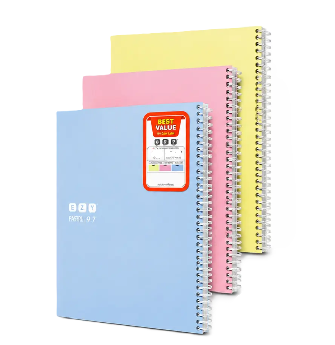 Ezy Pastel Spiral 3 Notebook - 9 x 7 / 60 Sheets