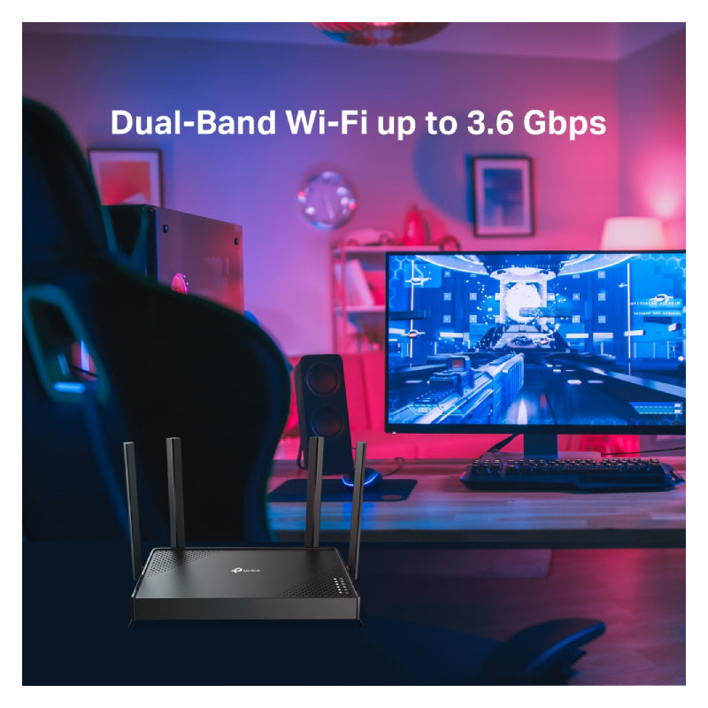 TP-Link (Archer BE220) BE3600 Dual-Band Wi-Fi 7 Router - 3.6 Gbps Dual-Band / WAN/LAN / Black