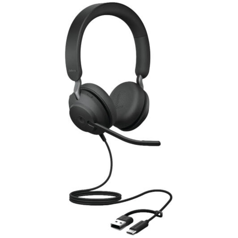 Jabra Evolve2 40 SE MS Stereo Headphone - Wired / USB-C/A / Black