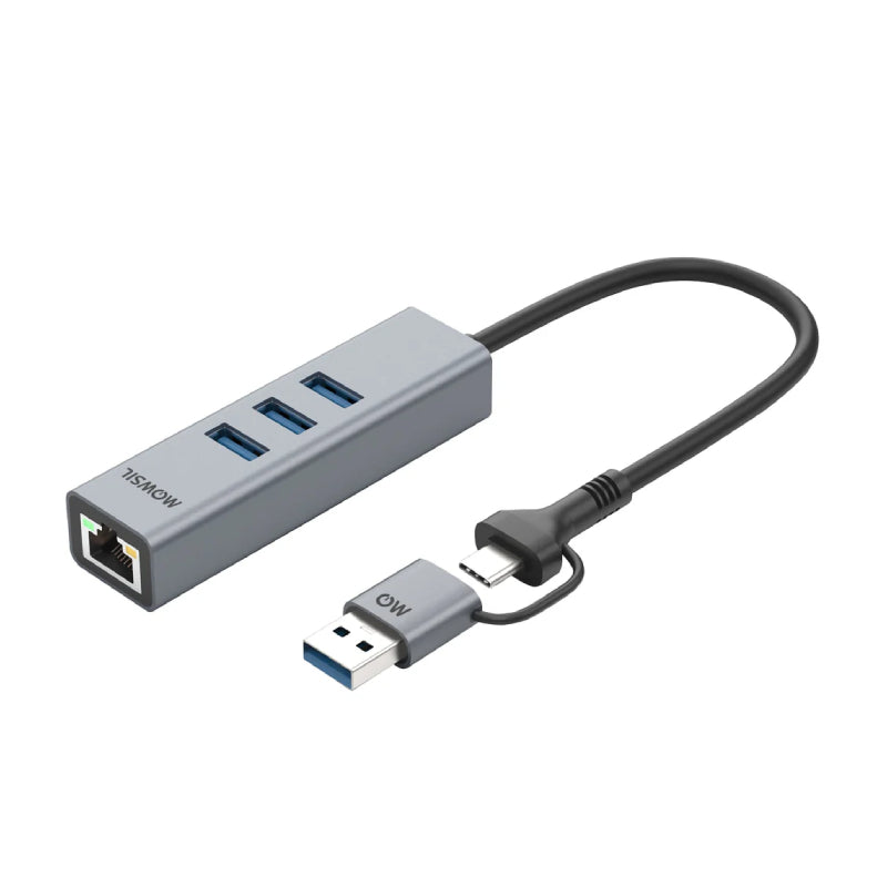 Mowsil USB 3.0 Hub - USB-A / USB-C / LAN / Space Grey