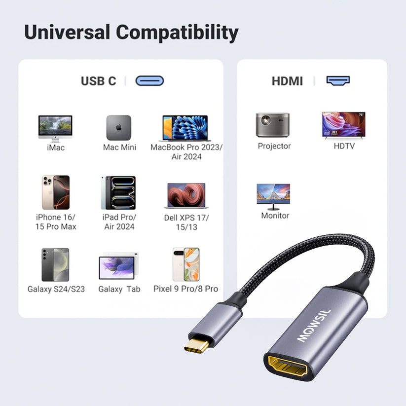 Mowsil USB-C to HDMI Adapter - 4K / Space Gray