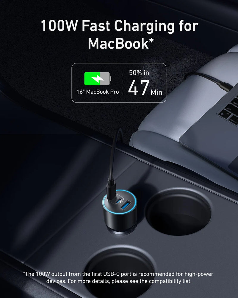 Anker Car Charger with Cable - 167.5W / USB-A / USB-C / Gray