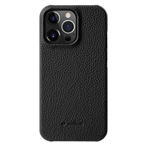 Melkco Back Snap Series Lai Chee Pattern Premium Leather Snap Cover Case - Apple iPhone 14 Pro Max / Black Accessories