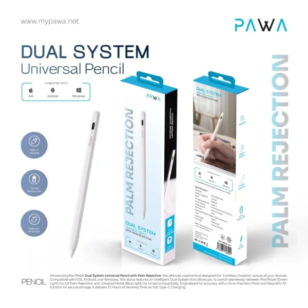 Pawa Dual System Universal Pencil With Palm Rejection - White