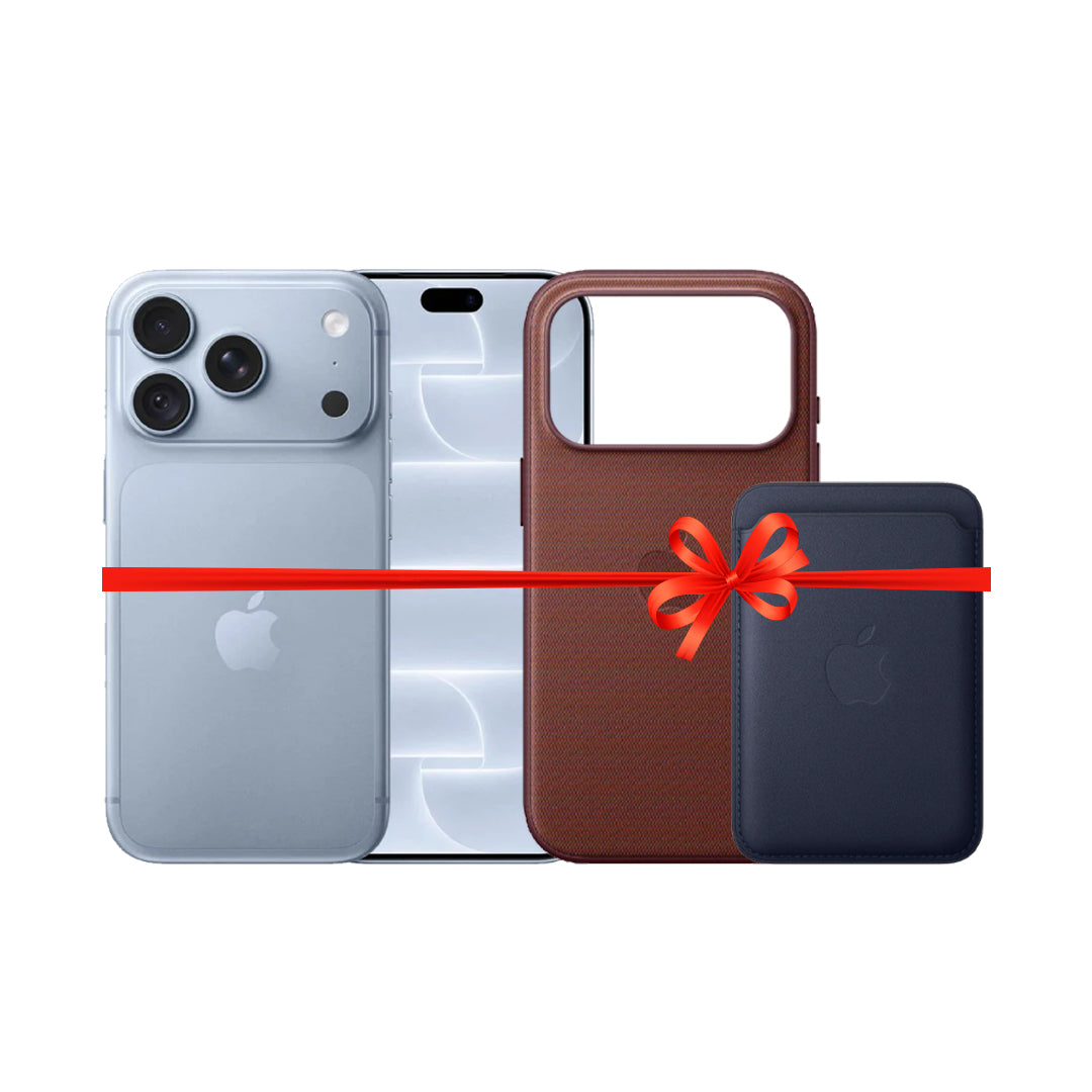 Apple iPhone 18 Pro - 256GB / Glacier / 5G / 6.3" / Middle East Version + Apple iPhone 18 Pro TechWoven MagSafe Case - Burgundy + Apple iPhone FineWoven MagSafe Wallet - Navy - Bundle Offer