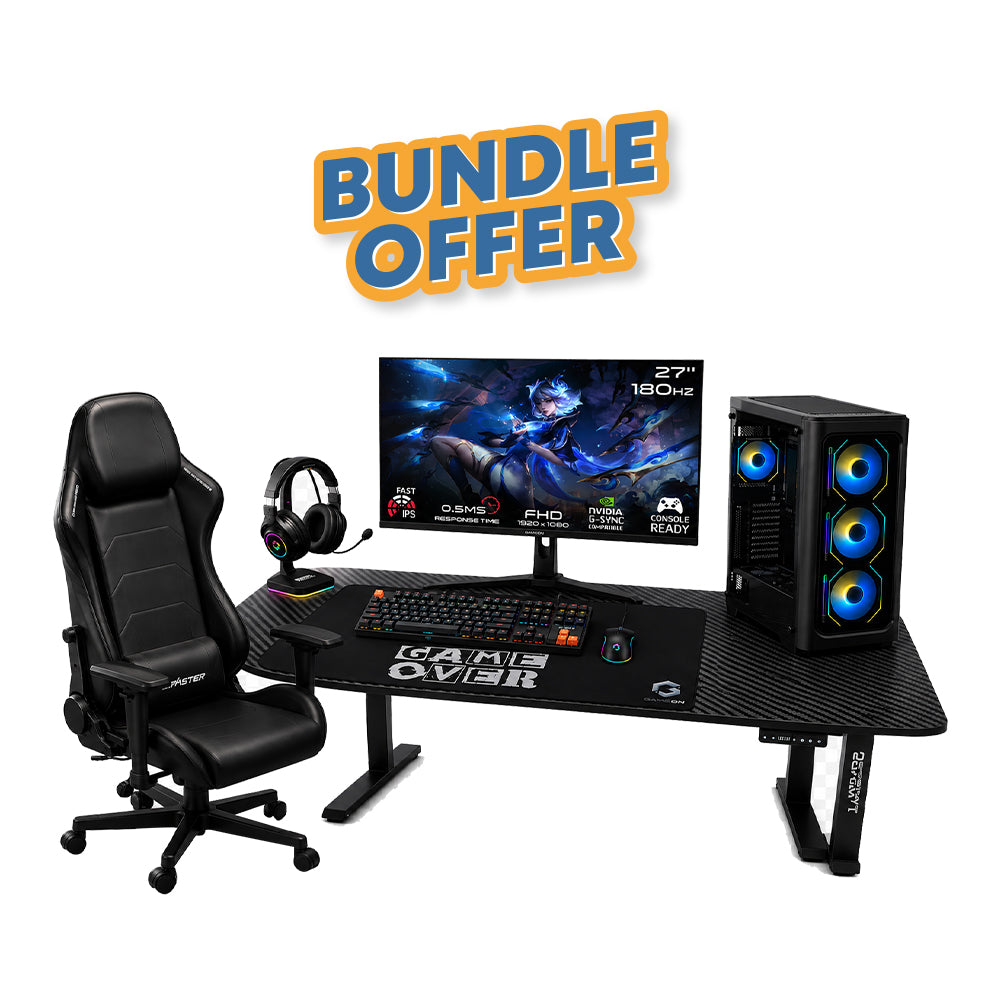 Bundle Offer - GPro Gaming PC - i7-14700F / 16GB RAM / 1TB (M.2 SSD) / RTX 5060 8GB / Win 11 Pro + GameOn Gaming Monitor - 27" FHD + DXRacer Gaming Chair + GameOn VIPER XI Gaming Bundle + Twisted Minds Gaming Desk