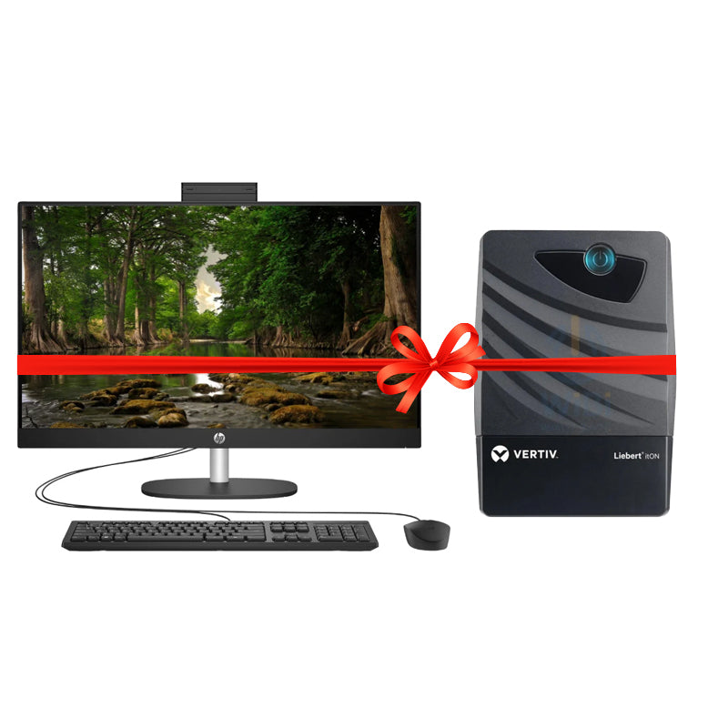 HP 27-CR2048NE AIO AI PC - Ultra 7 255U / 8GB / 512GB (NVMe M.2 SSD) / 27" FHD Non-Touch / 1YW / Jet Black + Vertiv / Liebert itON 800VA (360W) UPS - Bundle Offer