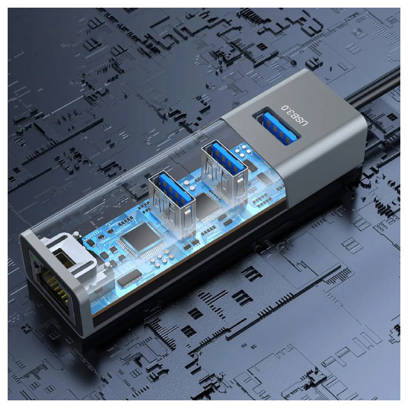 Mowsil USB 3.0 Hub - USB-A / USB-C / LAN / Space Grey