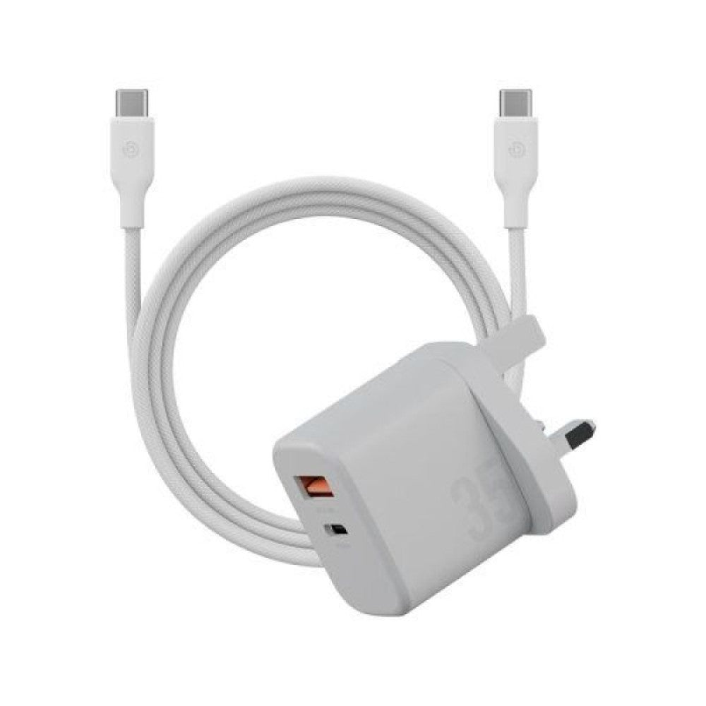 Bazic Goport Velox Bundle, 1C1A Charger 35W(Uk) With Weave Cable - Vanilla