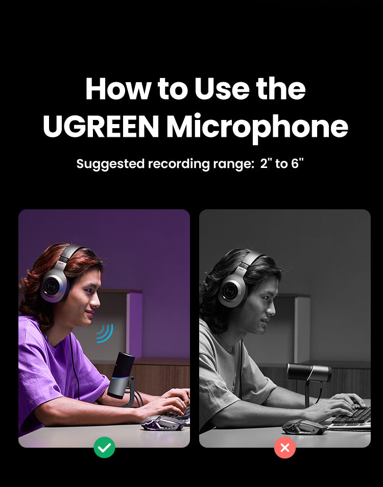 UGREEN Desktop USB-A to USB-C Microphone - Grey
