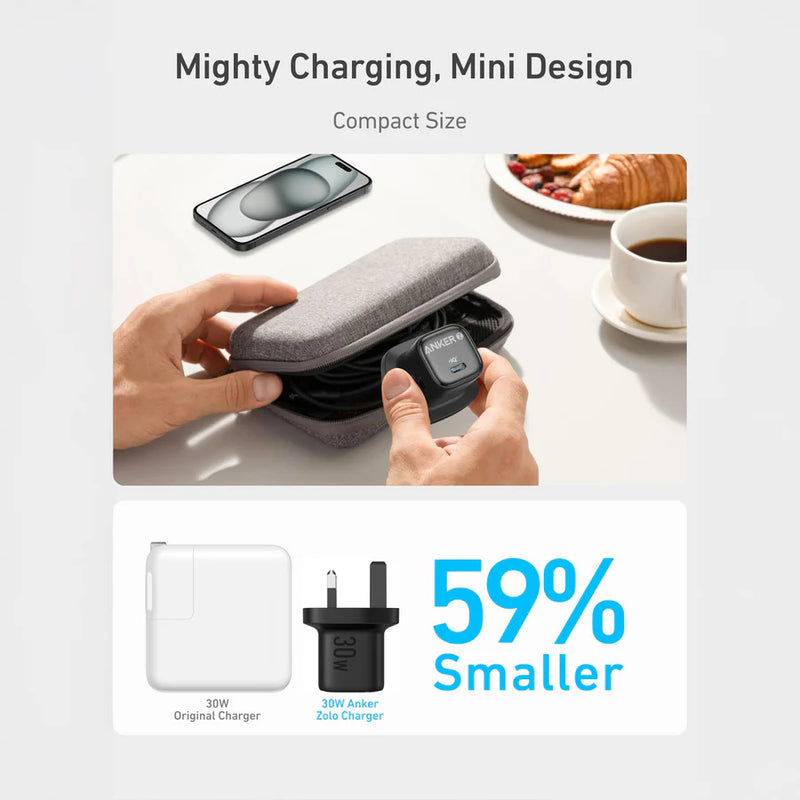 Anker Zolo Charger with Cable - 30W / USB-C / 0.9 Meter / Black
