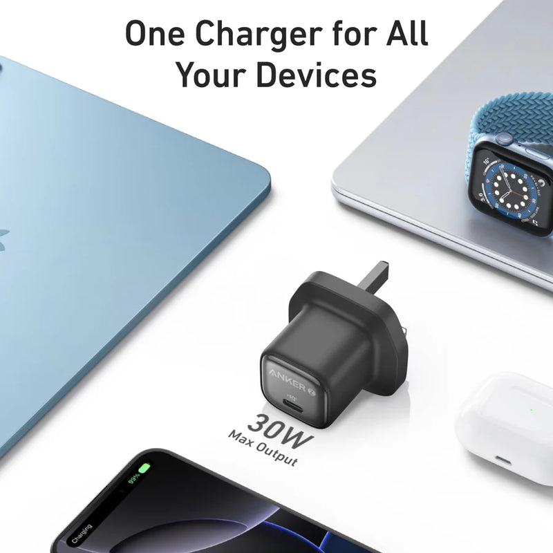 Anker Zolo Charger with Cable - 30W / USB-C / 0.9 Meter / Black