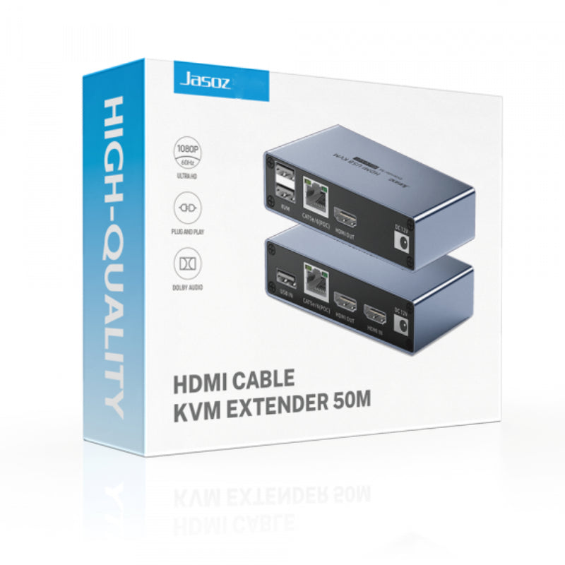 Jasoz G156 HDMI Extender KVM FHD 60Hz Over CAT6 Network Cable – 50m