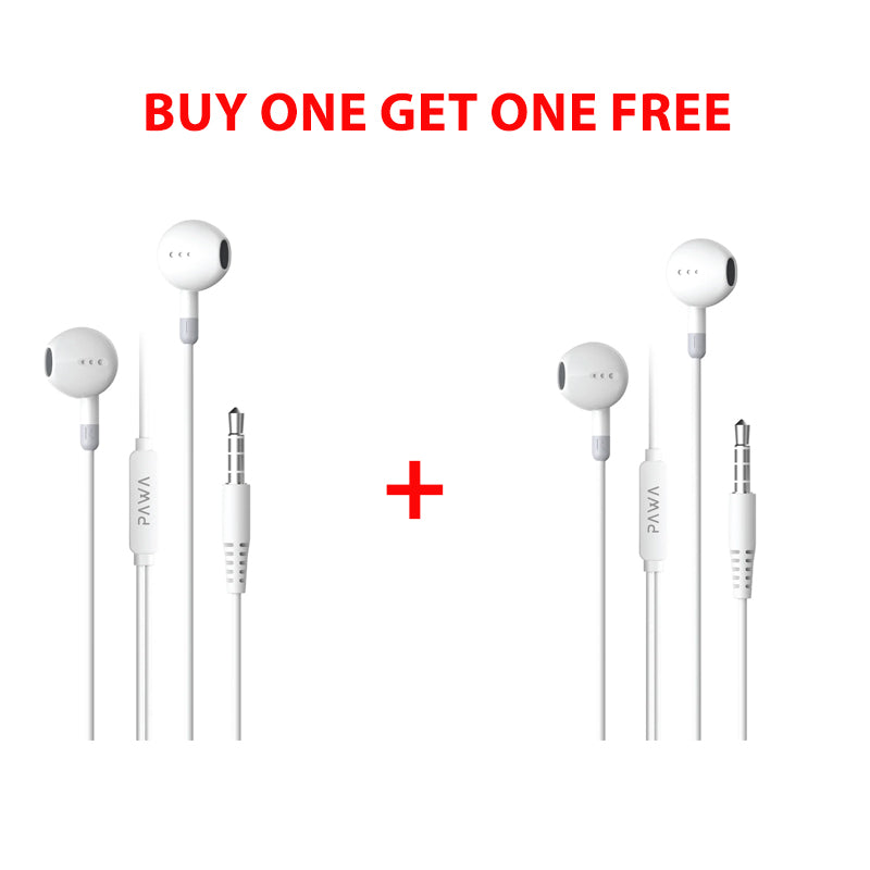 Pawa Chords Lite Edition Stereo Wired Earphone - 3.5mm / 1.2 Meter / White - Buy One Get One Free