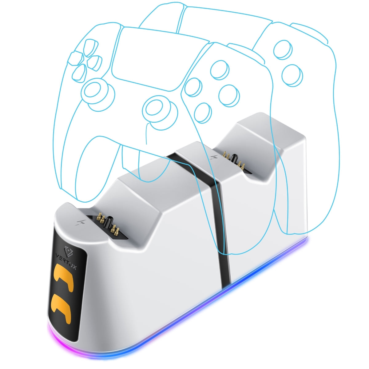 Vertux DuoDock-PS5 2-in-1 Charging Dock for PS5 DualSence Controller - Black