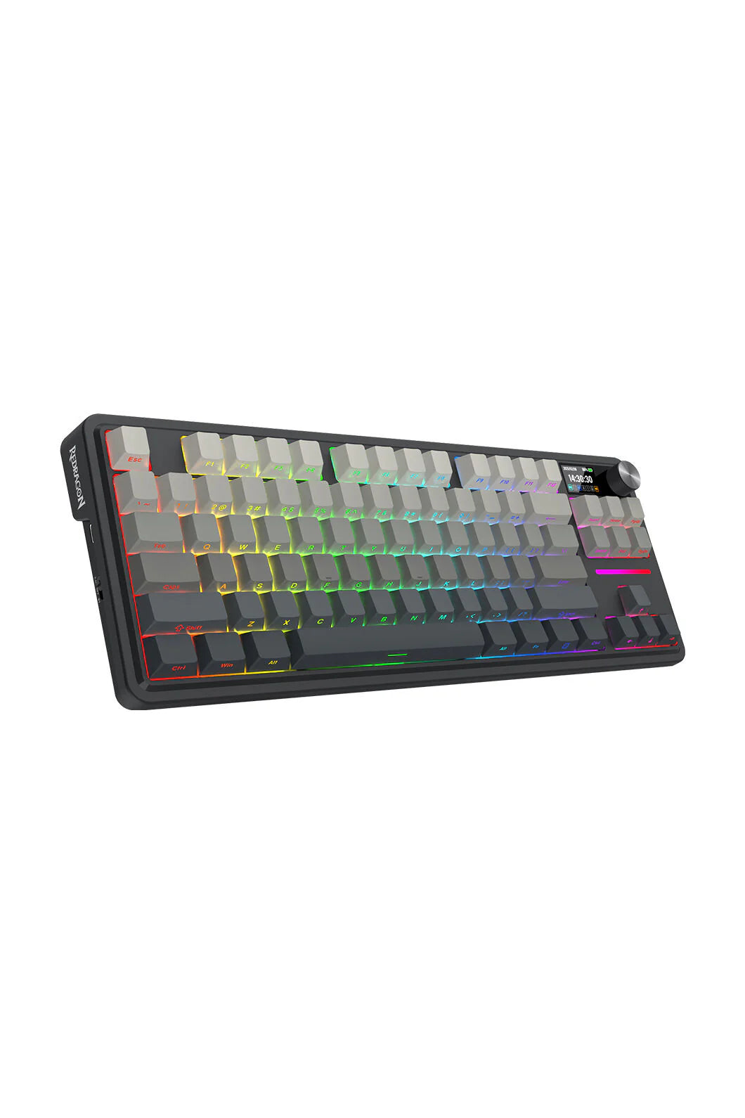 Redragon K743SP-RGB-PRO Antonium LCD Black 75% Customisable RGB Mechanical Gaming Keyboard - Grey
