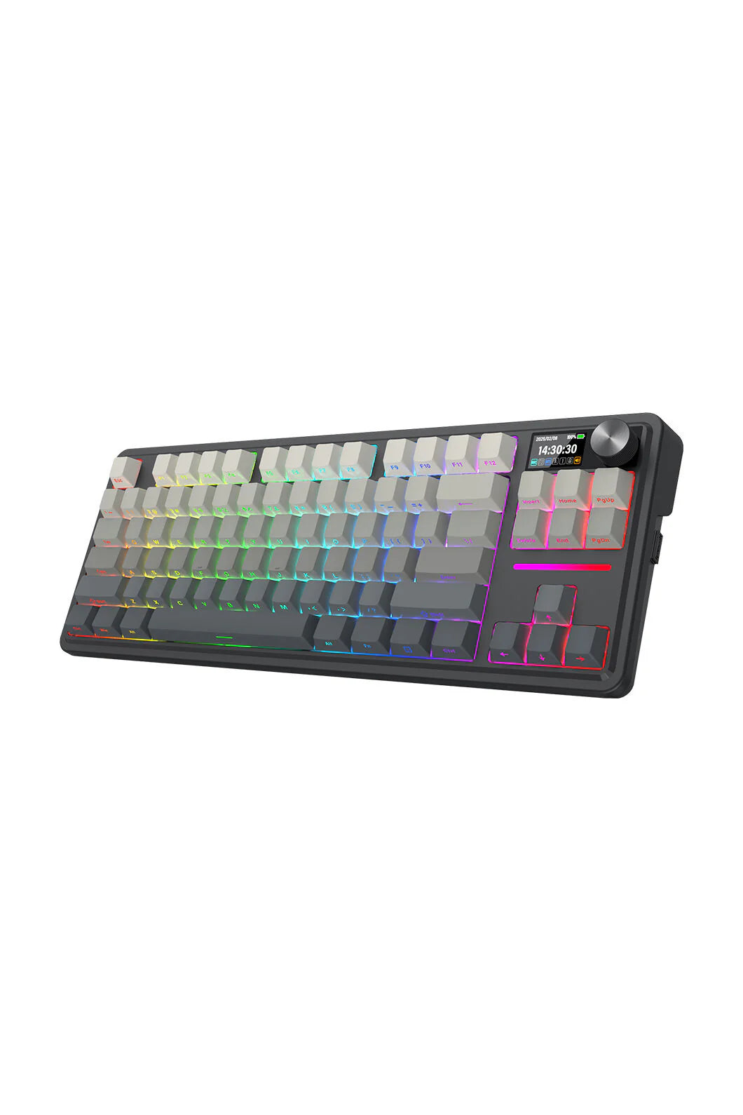 Redragon K743SP-RGB-PRO Antonium LCD Black 75% Customisable RGB Mechanical Gaming Keyboard - Grey