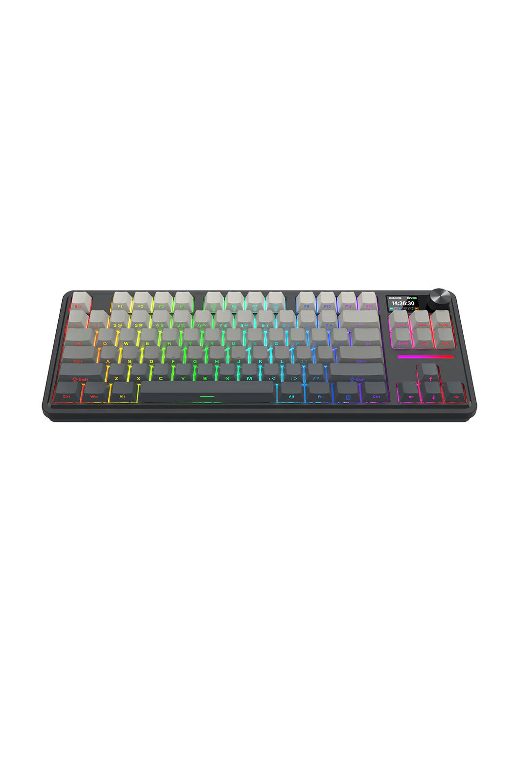 Redragon K743SP-RGB-PRO Antonium LCD Black 75% Customisable RGB Mechanical Gaming Keyboard - Grey