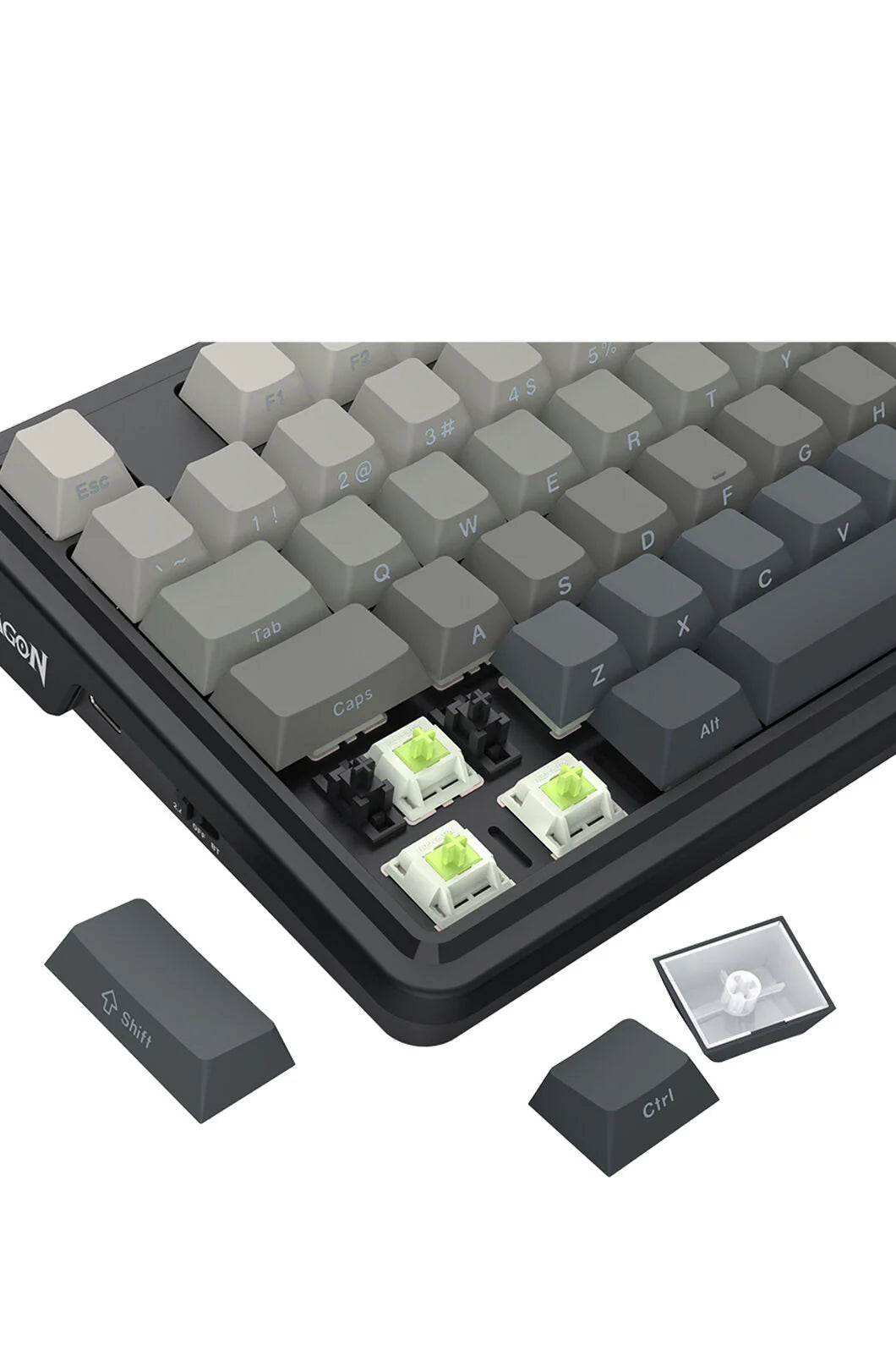 Redragon K743SP-RGB-PRO Antonium LCD Black 75% Customisable RGB Mechanical Gaming Keyboard - Grey