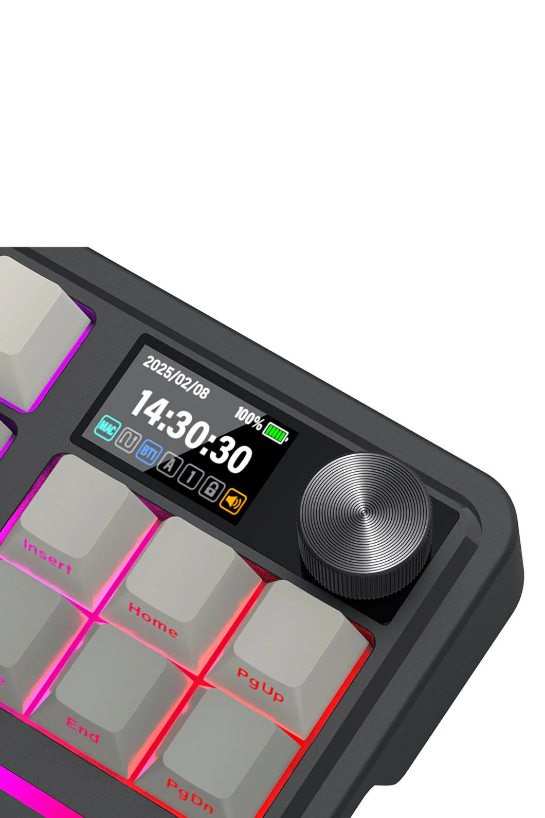 Redragon K743SP-RGB-PRO Antonium LCD Black 75% Customisable RGB Mechanical Gaming Keyboard - Grey