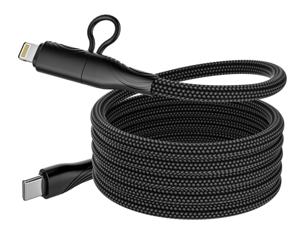 Engage Magnetic C To C Cable 60W W/Lightning Adapter(27W) (Black)(8954526522355)