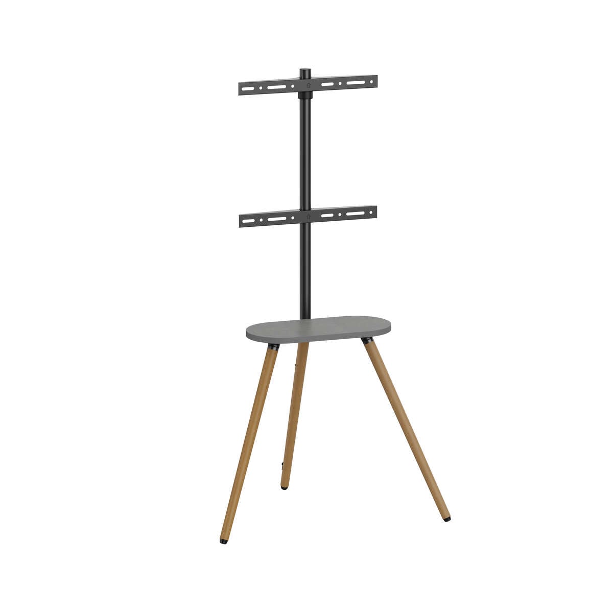 Union TV Floor Stand with Shelf & Wood Legs (43"-65")
